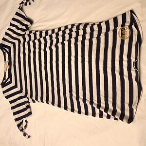 Michael Kors White And Navy Blue Stripped Dress Knee Length Light Weight Small